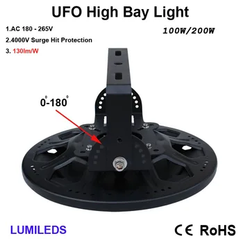 100 Vatų LED Aukštos Bay UFO Šviesos -13,500 Liumenų - Ultra Efektyvus 130 Liumenų W - Mažesnis ir efektyvesnis - Sandėlio LE