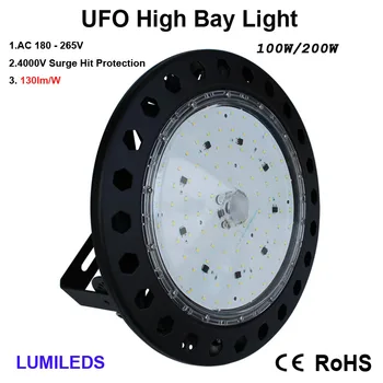 100 Vatų LED Aukštos Bay UFO Šviesos -13,500 Liumenų - Ultra Efektyvus 130 Liumenų W - Mažesnis ir efektyvesnis - Sandėlio LE