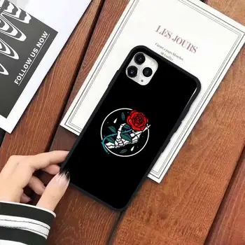 Kaukolė Rožės estetika Telefono dėklas skirtas iPhone 11 12 pro XS MAX 8 7 6 6S Plus X 5S SE 2020 XR