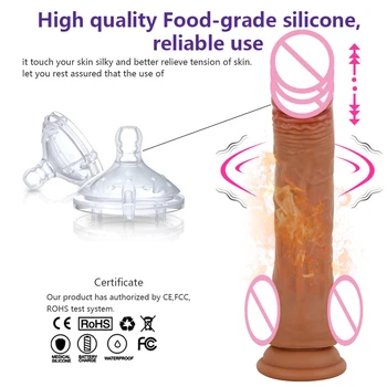 Belaidžio multi-dažnio vibracijos pažangios šildymo vibratorius tikroviška didelis varpos silikoninis dildo masturbacija G-spot sekso žaislas