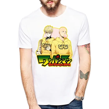 Vyrai T Shirts Vienas Smūgis Vyras Anime VIENAS Oppai T-shirts Gerai Herojus Balta Individualų Fitneso Animacinių filmų Spausdinti Atsitiktinis Marškinėliai Homme
