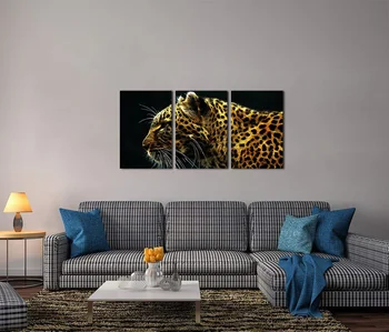 3 vnt Drobė Plakatas, Tapyba, Leopardas Laukinių Gyvūnų Spausdinti Kambarį Apdailos HD Grafikos, Tapybos, Namų Dekoro Plakatas
