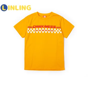 LINLING Naujų 2020 m. Vasarą Trumpas Lentynos 2020 Marškinėlius Vaikų Berniukų, Mergaičių Spaudinių Dizainas Pledas Tshirts Kawaii Harajuku T-shirts V245