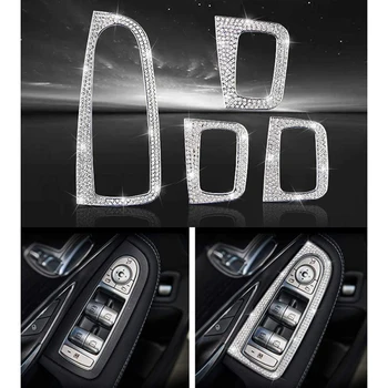 Automobilių Bling Lango Pakėlimo rankenėlė, Dekoratyvinis Dangtelis 3D Lipdukas Padengti Mercedes-Benz C-Class 