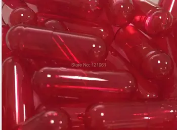1# 500pcs! Raudonas permatomas-Raudonos permatomos spalvos kietos želatinos tuščia kapsulė!(sujungtos arba skirstomi kapsules galima!)