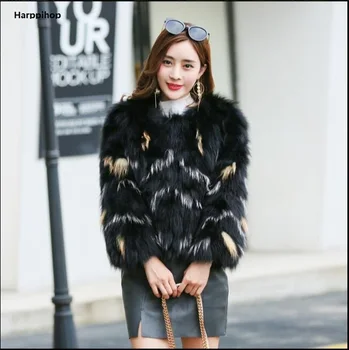 2018 naujas top parduodu Lapės kailinius, kailiniai paltai lady silver fox red fox ilgomis rankovėmis, Šiltas Nekilnojamojo Lapės Kailinius, Kailis Trumpas Žiemos Kailio Striukė viršutinių drabužių siuvimas
