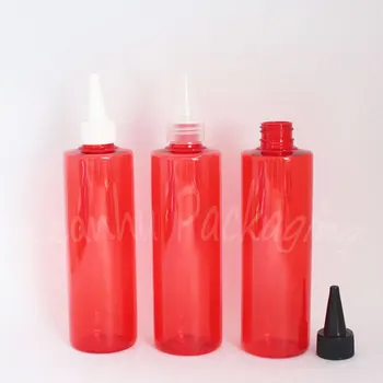 250ML Raudona Plastiko Butelis Atkreipė Burną Bžūp , 250CC Šampūnas / Džemas Pakuotė Butelis , Tuščias Kosmetikos Bako ( 25 PC 