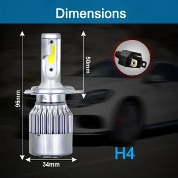 C6 LED Automobilių žibintų Lemputės H1 H7, H8, H11 Rūko Žibintai, 9005 HB3 9006/HB4 Auto 12V 24V 72W/Pora 8000LM/Set Lempos Automatinis priekinių Žibintų