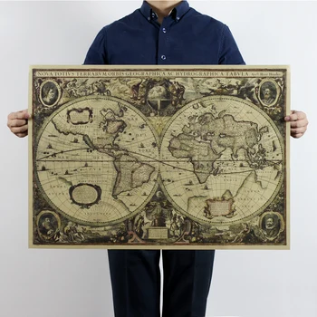 1641 senas Jūrmylių diagramos pasaulio žemėlapyje žemės žemėlapį 72.5x51.5cm/kraft paper/bar plakatas/Retro Plakato/dekoratyvinis dažymas