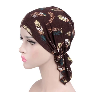 Moteriški Musulmonišką Hidžabą Vėžio Chemo Gėlių Spausdinti Skrybėlę Turbaną Bžūp Apima Plaukų Skara Wrap Iš Anksto Susieta Galvos Apdangalai Spausdinti Bandana