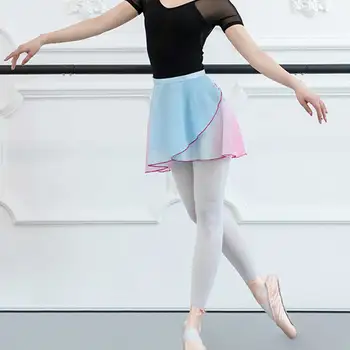 Suaugusieji Gimnastika Ballerina Šokių Mokymas Kostiumai Nėriniai-up Gradientas Šifono Įvyniojimas Sijonas Moterims, Baleto Šokių Tutu Sijonas Asimetrinės