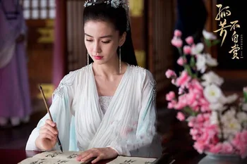 Angelababy Bai PinTing Baltos Pasakos Kostiumų Hanfu Senovės Jin Karalystės Naujausias TV Žaisti Bendrosios ir aš (Gu Fang Bu Zi Shang)