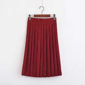 Japonijos 62-67 cm Vidutinio ilgio ilgis Plisuotas sijonas, JK studentų Merginos vientisos spalvos aukšto liemens sijonas Cosplay Mokyklos Uniformos sijonas