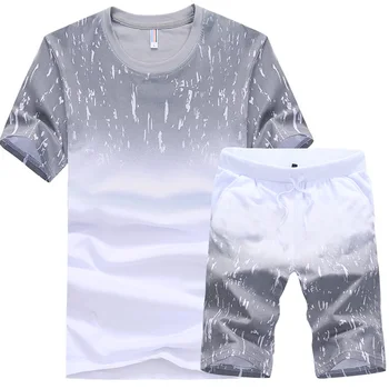 2019 Prekės ženklo drabužių vasaros Vyrų spausdinimo Mados boutique medvilnės kampanijos kostiumai/Didelis metrų mados laisvalaikio marškinėliai+šortai, Viršūnių