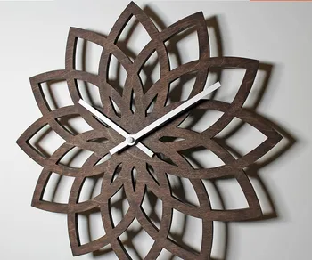 Natūralus Persikų Mediniai Lotus Modernus Sieninis Laikrodis Mados Kūrybos Gėlių Sienos Dovanų Idėjos Reloj Sumalti Madera Shabby Chic Oclock Z034