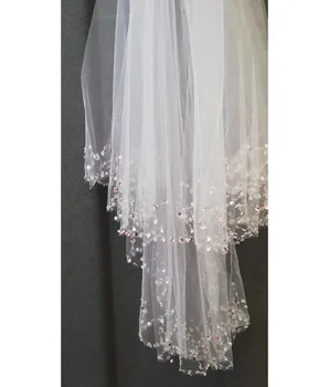 LZL Namų Nuotakos šydu vestuvių suknelė priedai 1 sluoksnius išskirtinį rankų darbo zawalcowany kablio formos nuotakos šydu
