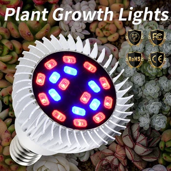 LED Šiltnamio efektą sukeliančių Augalų Šviesos 18W E27 LED Grow Light Hydroponics Lemputes E14 220V Growbox LED Lemputės Daigų 110V Patalpų Fito Lempos