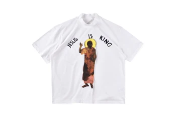 2020ss Kanye West Jėzus Yra Karalius tie dažai Jėzus Spausdinti Golfo Moterims, Vyrams trumpomis Rankovėmis T shirts tees Hiphop Vyrų Negabaritinių marškinėliai
