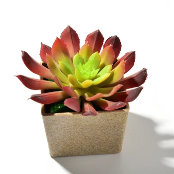 Pranešk apie netikrą Gėlės Mini Bonsai Nustatyti Vestuvių Namų Stalo Sodo Troba Apdaila, Dirbtinis Succulents Augalų + Plastikinė Vaza