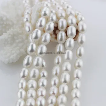 APDGG Originali Gamtos 9-11mm ryžių white pearl sruogos prarasti karoliukai moterų lady papuošalai 