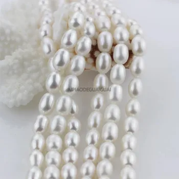 APDGG Originali Gamtos 9-11mm ryžių white pearl sruogos prarasti karoliukai moterų lady papuošalai 
