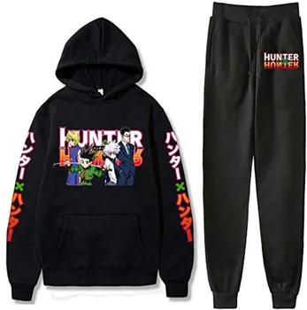 Hunter X Hunter Žiemos Hoodies Prarasti Palaidinukė Ilgomis Rankovėmis Megztinis Baltos Vyrų, Moterų Kostiumas Kelnės