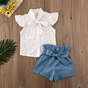 JAV Bamblys Vaikams, Kūdikių Mergaitės Vest Top marškinėliai Kelnės Šortai Komplektus Drabužių Vasaros