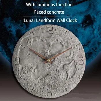 Šiaurės Moderni Pramoninė Vėjo Cemento Sienos Laikrodį, Mėnulis, Planetos Šviesos Creative Garso Išjungimo Laikrodis Kūrybinė Asmenybė Laikrodis
