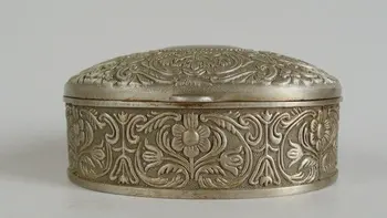 Retas Senas Čing Dinastija(1782-1844) sidabro Papuošalų dėžutę, nuostabus drožyba, #29,Nemokamas pristatymas
