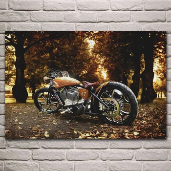 Cool dviratį, motociklą ir rudenį lapai transporto priemonės medžiai kambarį apdaila namo sienos meno dekoro medžio rėmo audinio plakatai KJ719