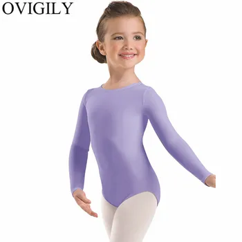OVIGILY Vaikai Spandex ilgomis Rankovėmis Triko Bamblys Mergaičių Baleto Vaikiškų Gimnastikos Triko Sporto Pagrindinio Šokių Bodysuit