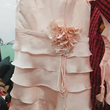 FG81 Persiko Spalvos Rankų darbo Gėlės Satin-Šifono Prom Dresses Merginos Pakopų Komunijos Suknelės