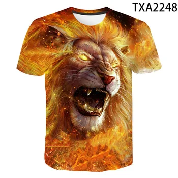 2020 Naujas Vasaros Marškinėliai Vyrų, Moterų, Vaikų trumpomis Rankovėmis Gyvūnų Liūtas, Tigras 3D Atspausdintas Viršūnes Streetwear Tees Drabužiai
