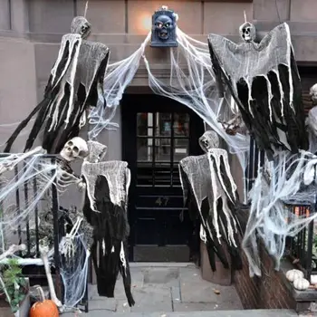 JAV Kaukolė Helovinas Kabinti Dvasios Haunted House Grim Reaper Siaubo Rekvizitai Dekoras