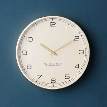 Aukso Paprastas Sieninis Laikrodis Modernus Dizainas ir Tylus Prabanga Šiaurės Kūrybinės Skaitmeninės Sieninis Laikrodis Kambarį Klok Namų Puošybai BW50WC