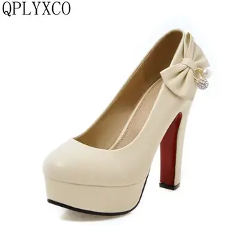 QPLYXCO Plius Elegantiškas, seksualus batai moteris, didelis dydis 31-47 aukštakulnius moterys batai pavasario rudens siurbliai šalies office vestuvių bateliai T-3