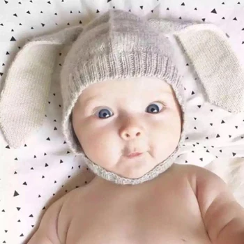 Mielas Elnias Ausis Baby Girl Skrybėlę, Mezgimo Minkštas Kūdikio Variklio Dangčio Šiltas Žiemą Kepurės Beanie Kepurė Kūdikių Berniukų, Mergaičių Naujagimių Fotografijų Bamblys Kūdikių