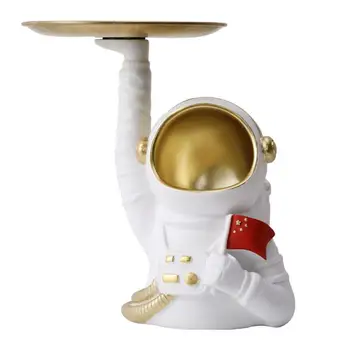 1Pc Dekoratyvinis Astronautas Formos Saugojimo Dėklas Papuošalų Kolekcijos Plokštelė (Balta)