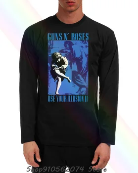 Guns N Roses, Vtg Vyrų Kaklo, ilgomis Rankovėmis T-Shirt 1992 Naudoti Savo Iliuzija Kelionių Gnr Koncertas Velniop