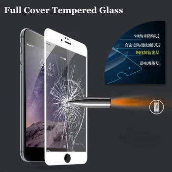 Ultra-Plonas Visiškai Padengti Grūdinto Stiklo iPhone 6 6S 7 Plius Screen Protector, Grūdinto Stiklo iPhone 5 5S SE Apsauginės Plėvelės