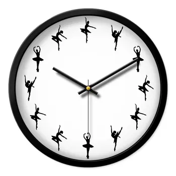 Šokių Laikrodis Sieninis Laikrodis,14 Colių Silent Ne Pažymint Home/Office/Mokyklos Laikrodis, su Baleto Šokėjas Žymiklį ir Metalo Rėmelis