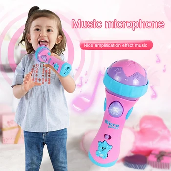 Vaikų Dainavimo Mikrofonas Karaoke Mic su LED Muzikos Vystymuisi Žaislą Dovanų