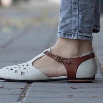 Moterų Batai, Sandalai Vasarą Plokšti Batai Sagtis PU Odos Gladiatorių Prabangūs Bateliai Moterims Dizaineriai Zapatos De Mujer