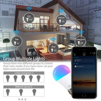 Fcmila Smart WIFI Lemputė E27 B22 RGB+BMT Smart Lemputė LED RGB Lempos Balso Kontrolės Dirbti Su Alexa 