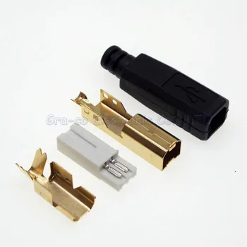 20set 4 1 auksu USB 2.0 Type B Male Kištukas Su Guma Padengti Shell