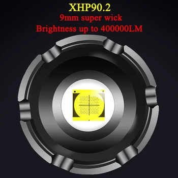 XHP90.2 DIDELĖS GALIOS LED ŽIBINTUVĖLIS XHP90 GALINGIAUSIŲ ŽIBINTUVĖLĮ, FAKELĄ XHP70.2 TAKTINIS ŽIBINTUVĖLIS USB ĮKROVIMO BLYKSTĖ