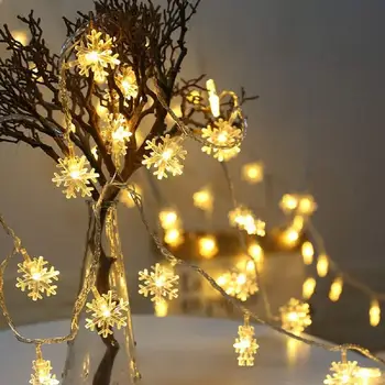 20LED Snaigės String Light Christmas Garland Pasakų LED Kamuolys Šviesos Žibintai Kalėdos Lauko Šalis Dekoro Baterija