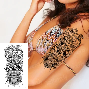 Laikinas atgal tatuiruotės seksualus mirties kaukolės robotas tatuiruotė lipdukas moterys vyrai arm sleeve peties tatuiruotė kūno menas vandeniui juoda