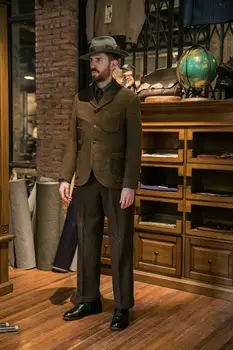 2-piece（Kailis+ Ziajać) Vilna Rudas Britų Stiliaus Kostiumai pagal Užsakymą Pagaminti Vyrų Kostiumai Tuxedos Pasiekė Atvartas Švarkas Šalies Oficialių Verslo Kostiumas