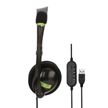 30mm vairuotojo vienetų Laidinio control USB Ausinės 3D erdvinio garso Galvos montuojamas Kompiuterio Ausinių su Mikrofonu Perjungti garso Valdymas